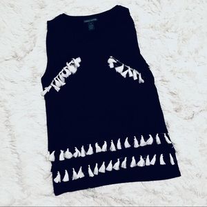 Black/White Tassel Top